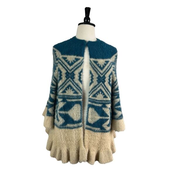 Cobble Lane NEW Women’s Long Cardigan Sweater Ruffle Sleeve Hem Fuzzy Size XL - Picture 1 of 14